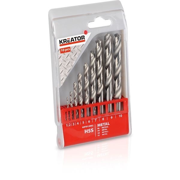 KREATOR KRT012002 - Juego de 10 brocas HSS 1-10 mm