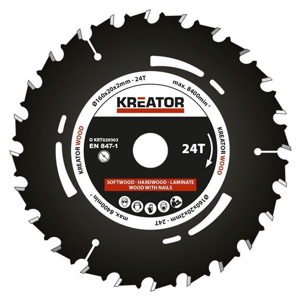 KREATOR KRT020303 - Sierra de pista madera 160 mm24d