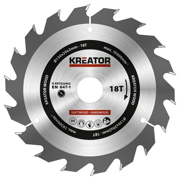 KREATOR KRT020402 - Disco de sierra madera 130 mm 18 dientes