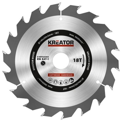 KREATOR KRT020404 - Disco de sierra madera 140 mm 18 dientes