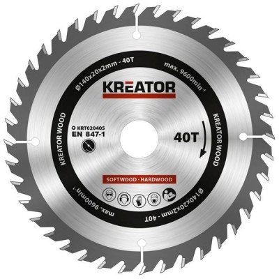 KREATOR KRT020405 - Disco de sierra madera 140 mm 40 dientes