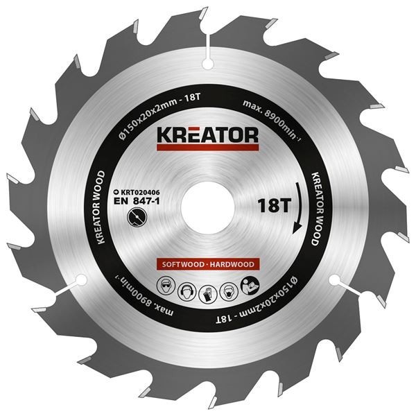 KREATOR KRT020406 - Disco de sierra madera 150 mm 18 dientes