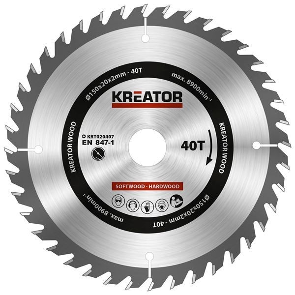 KREATOR KRT020407 - Disco de sierra madera 150 mm 40 dientes