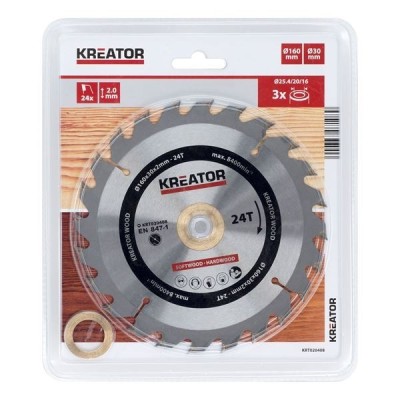 KREATOR KRT020408 - Disco de sierra madera 160 mm 24 dientes