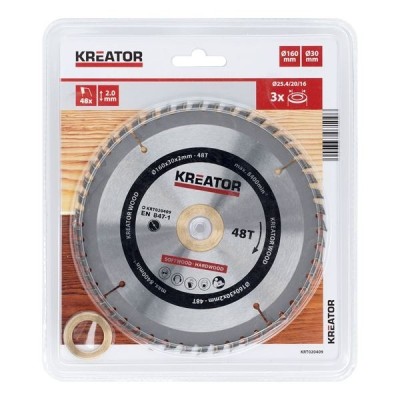 KREATOR KRT020409 - Disco de sierra madera 160 mm 48 dientes