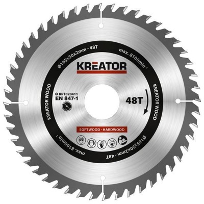 KREATOR KRT020411 - Disco de sierra madera 165 mm 48 dientes