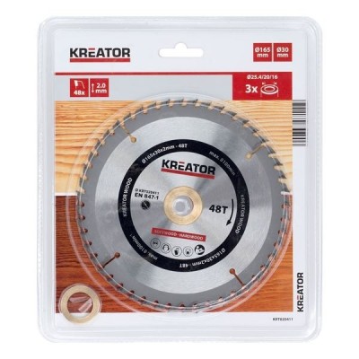 KREATOR KRT020411 - Disco de sierra madera 165 mm 48 dientes