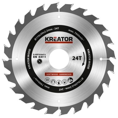 KREATOR KRT020412 - Disco de sierra madera 170 mm 24 dientes