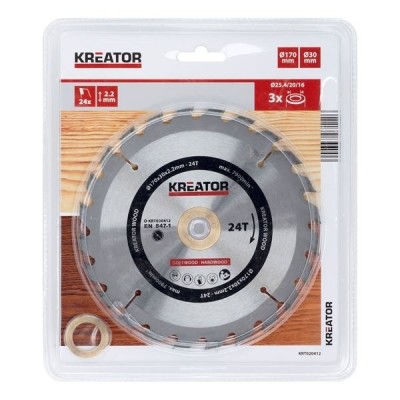 KREATOR KRT020412 - Disco de sierra madera 170 mm 24 dientes