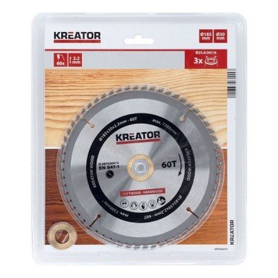 KREATOR KRT020415 - Disco de sierra madera 185 mm 60 dientes