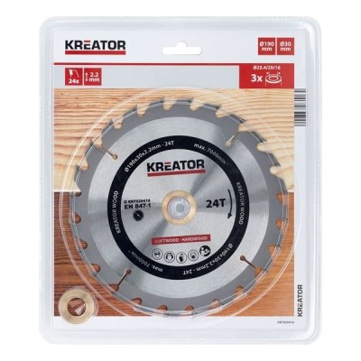 KREATOR KRT020416 - Disco de sierra madera 190 mm 24 dientes