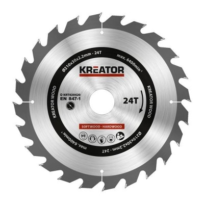 KREATOR KRT020420 - Disco de sierra madera 210 mm 24 dientes