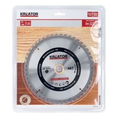 KREATOR KRT020421 - Disco de sierra madera 210 mm 48 dientes