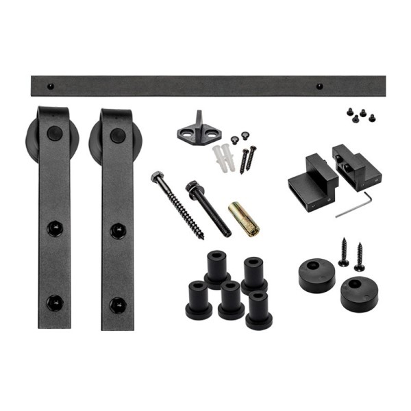 KIT PUERTA CORREDERA RUSTICO PCR01 2mts NEGRO