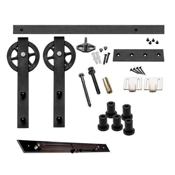 KIT PUERTA CORREDERA RUSTICO PCR02 SOFT 2mts NEGRO