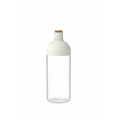 Botella/Contenedor de almacenamiento con tapa de corcho. 900 cc crema 8,6x27