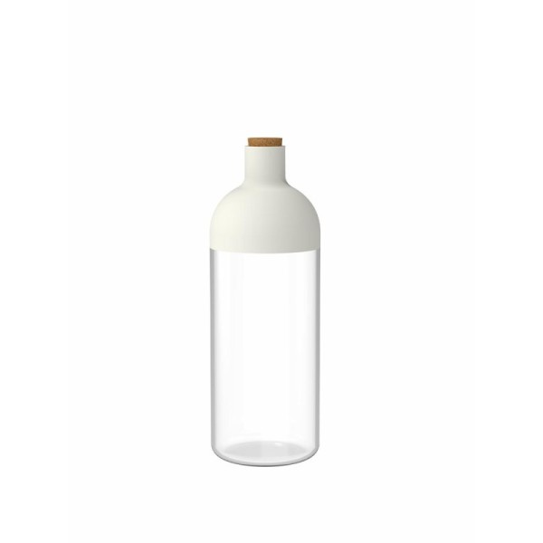 Botella/Contenedor de almacenamiento con tapa de corcho. 900 cc crema 8,6x27