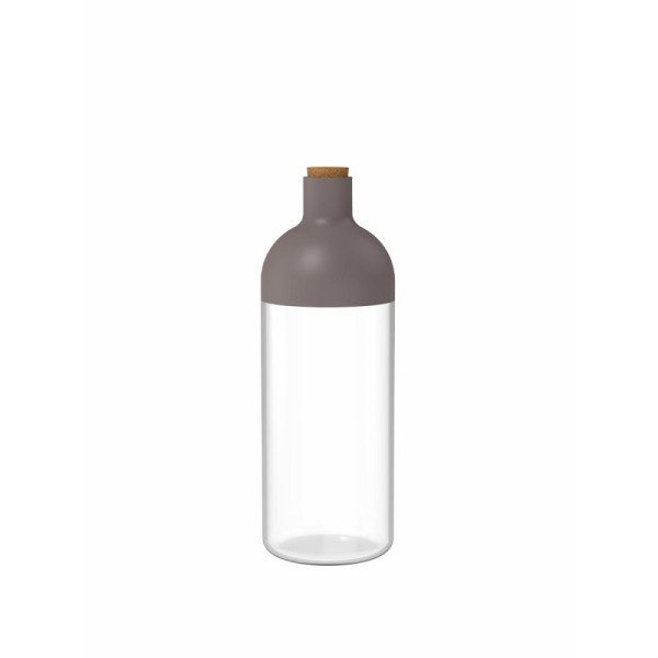 Botella/Contenedor de almacenamiento con tapa de corcho. 900 cc gris 8,6x27