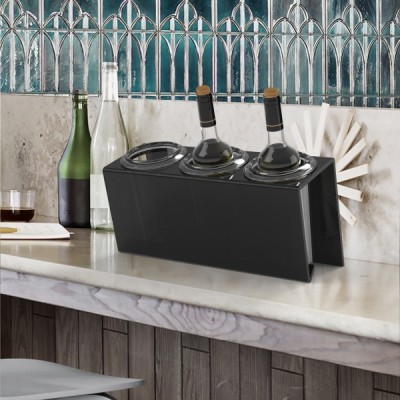 Soporte para 3 botellas de vino de 0,75 l Negro 47x17x27