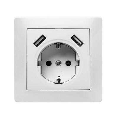 FAMATEL 9139 - Toma de corriente 16A-250V + 2 USB blanco