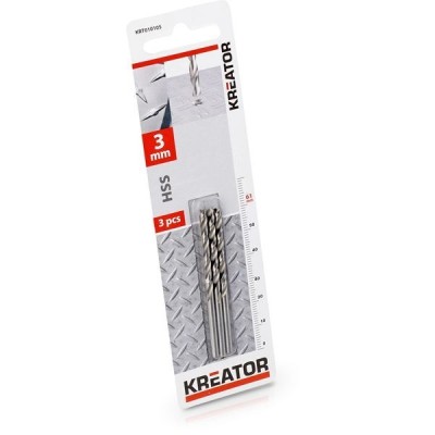 KREATOR KRT010105 - Broca cilindrica HSS para metal 3x61 mm (Env. 3 ud.)