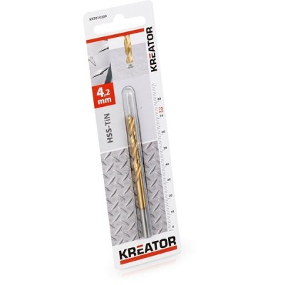 KREATOR KRT010209 - Broca cilindrica HSS titanio para metal 4,2x75 mm