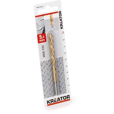 KREATOR KRT010213 - Broca cilindrica HSS titanio para metal 5,5x93 mm