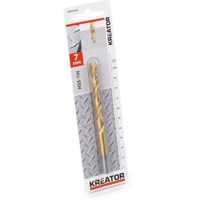 KREATOR KRT010216 - Broca cilindrica HSS titanio para metal 7x109 mm