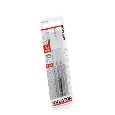 KREATOR KRT011301 - Broca cilindrica HSS para metal con insercion hexagonal 1,5x61 mm (Env. 2 ud.)