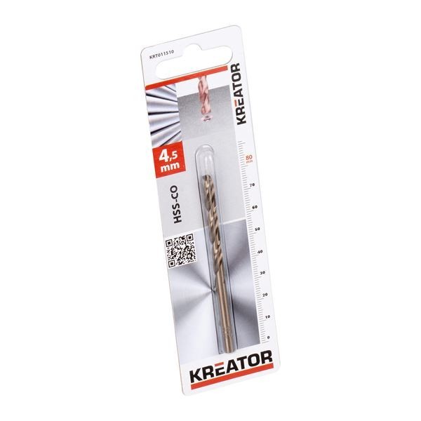 KREATOR KRT011510 - Broca cilindrica de cobalto para metal 4,5x80 mm